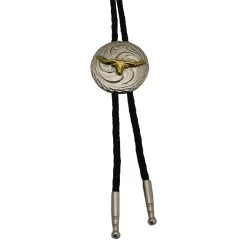 AndWest Silver & Gold Concho Bolo Tie