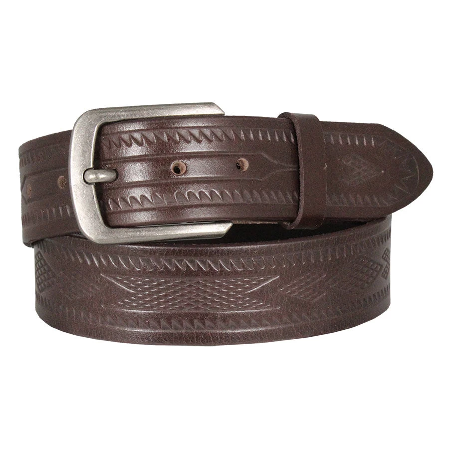 Cowboy Collection Men's Aztec Tooled Leather Belt 4 Cowboy Collection Men's Aztec Tooled Leather Belt - Image 2