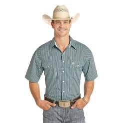 Panhandle Men's Poplin Print Short Sleeve Shirt
