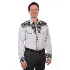 Scully Men's Floral Embroidered Western Dress Shirt