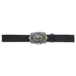 AndWest Men's Tooled Leather Belt With Longhorn Buckle