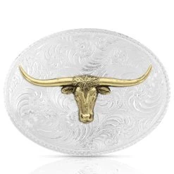 Montana Silversmiths American Beauty Filigree Longhorn Belt Buckle