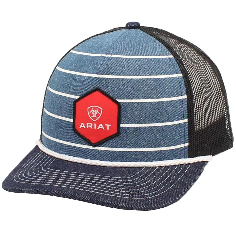 Ariat Men's Hexagon Logo Denim Snap Back Cap 3 Ariat Men's Hexagon Logo Denim Snap Back Cap