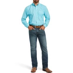 Ariat Men's Solid Slub Classic Fit Button-Down Shirt -Western Fashion Men ariat men s solid slub classic fit button down shirt