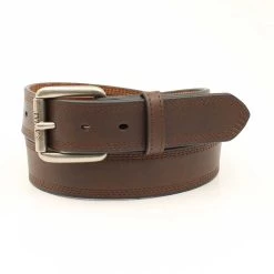 Ariat Men's Triple Stitch Smooth Leather Belt