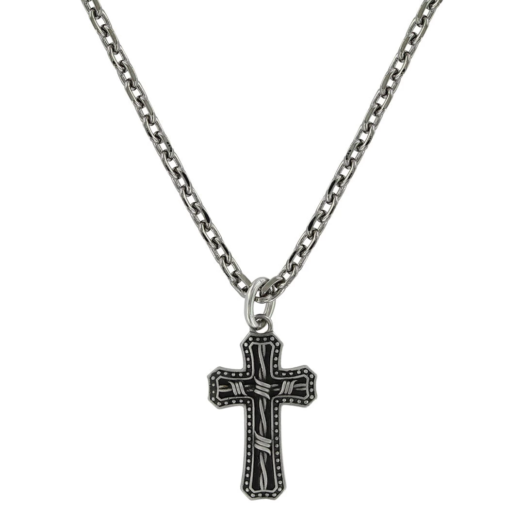 Montana Silversmiths Men's Barbed Wire Cross Necklace 3 Montana Silversmiths Men's Barbed Wire Cross Necklace