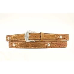 Nocona Men's Ostrich Pattern Leather Belt