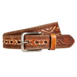 Wrangler Men's Vintage Aztec Embossed Belt
