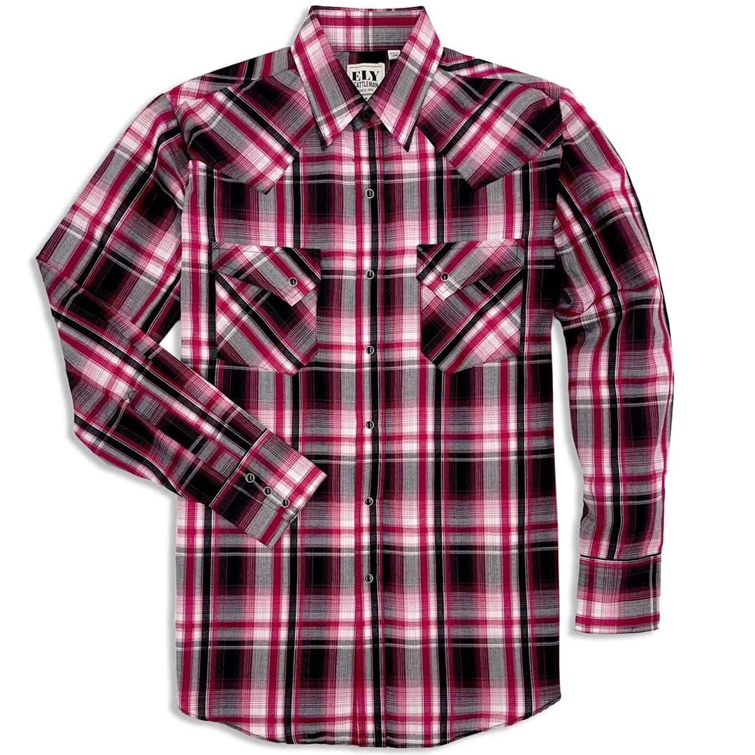 Ely Cattleman Men's Windowpane Plaid Snap Shirt 3 Ely Cattleman Men's Windowpane Plaid Snap Shirt
