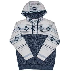 Hooey Men's Jimmy 1/4 Button-Down Aztec Print Hoodie