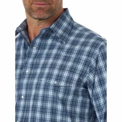 Wrangler Men's Wrinkle Resist Plaid Snap Shirt -Western Fashion Men img11228 wrangler men s wrinkle resist plaid snap shirt