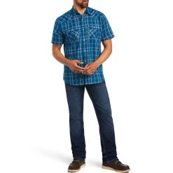 Ariat Men's Holt Retro Fit Short Sleeve Plaid Snap Shirt -Western Fashion Men img19467 ariat men s holt retro fit short sleeve plaid snap shirt