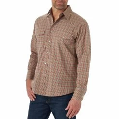 Wrangler Men's Wrinkle Resist Plaid Snap Shirt -Western Fashion Men img22652 wrangler men s wrinkle resist plaid snap shirt