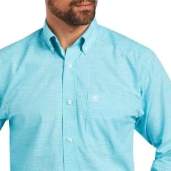 Ariat Men's Solid Slub Classic Fit Button-Down Shirt -Western Fashion Men img26103 ariat men s solid slub classic fit button down shirt