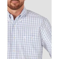Wrangler Men's George Strait Short Sleeve Mini Check Button Down Shirt -Western Fashion Men img29354 wrangler men s george strait short sleeve mini check button down shirt