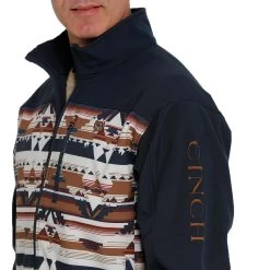 Cinch Men's Southwestern Print Bonded Jacket -Western Fashion Men img29379 cinch men s southwestern print bonded jacket