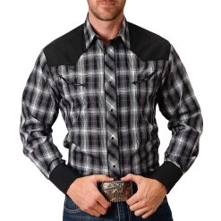 Roper Men's Colour Block Yoke Plaid Snap Shirt