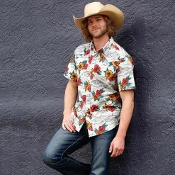 Tin Haul Men's Short Sleeve Hawaiian Print Snap Shirt -Western Fashion Men img47743 tin haul men s short sleeve hawaiian print snap shirt