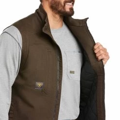 Ariat Men's Rebar Washed DuraCanvas Insulated Vest -Western Fashion Men img49759 ariat men s rebar washed duracanvas insulated vest