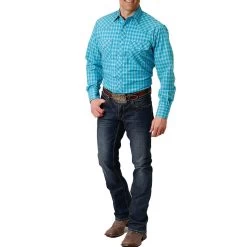 Roper Men's Check Plaid Snap Shirt -Western Fashion Men img60577 roper men s check plaid snap shirt