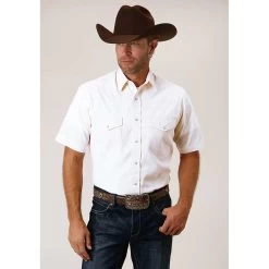 Roper Men's Short Sleeve Solid Snap Shirt