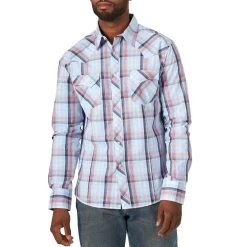 Wrangler Men's Fashion Windowpane Plaid Snap Shirt