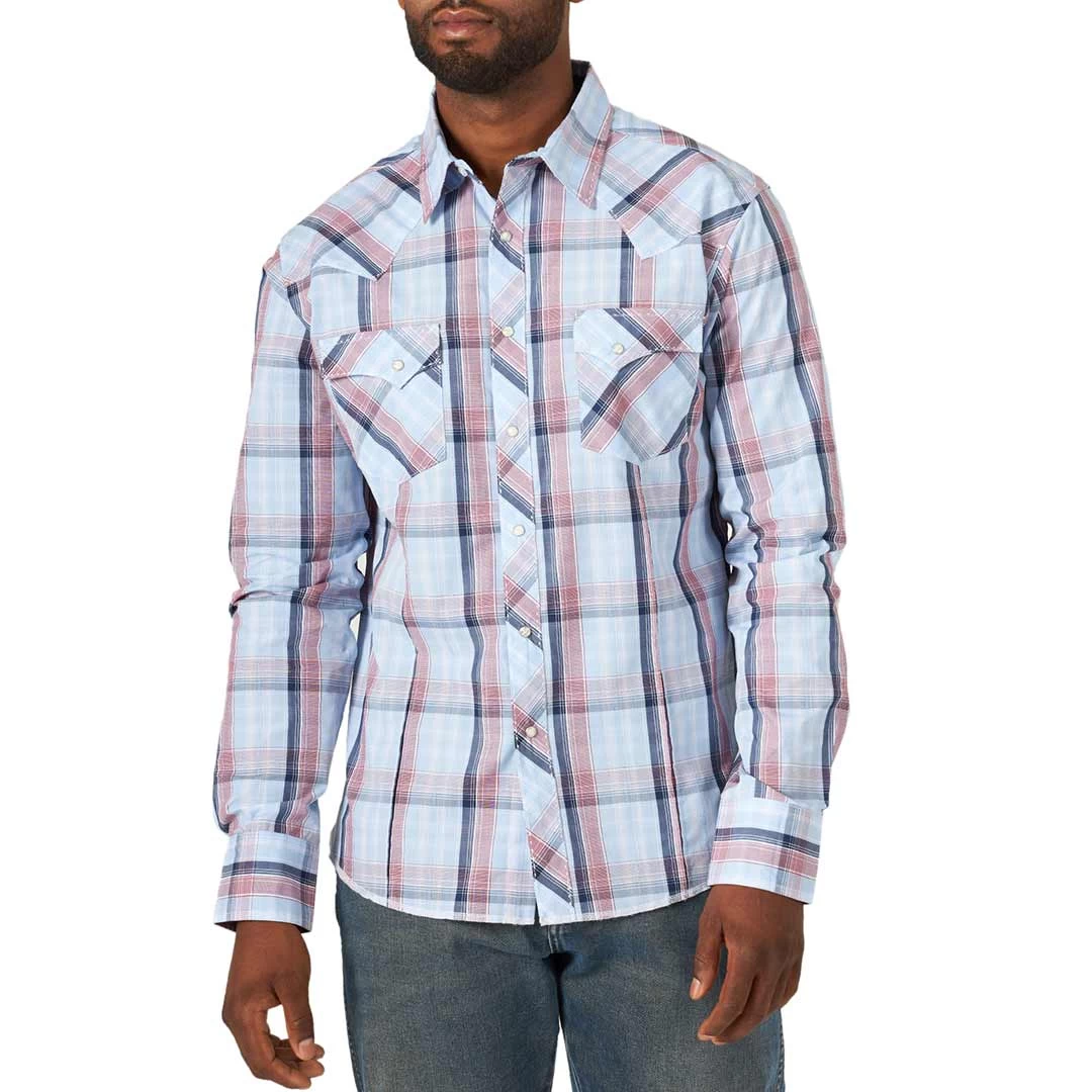 Wrangler Men's Fashion Windowpane Plaid Snap Shirt 3 Wrangler Men's Fashion Windowpane Plaid Snap Shirt