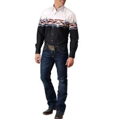 Roper Men's Aztec Border Print Snap Shirt 7 Roper Men's Aztec Border Print Snap Shirt -Western Fashion Men img70494 roper men s aztec border print snap shirt