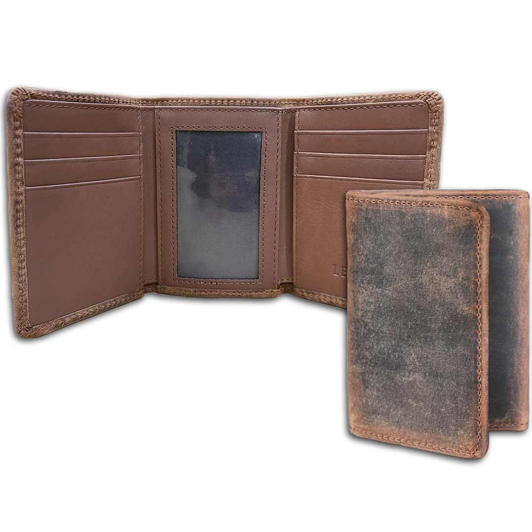 Lejon Men's Distressed Trifold Leather Wallet 4 Lejon Men's Distressed Trifold Leather Wallet - Image 2