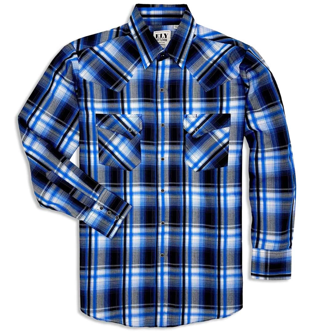 Ely Cattleman Men's Windowpane Plaid Snap Shirt 4 Ely Cattleman Men's Windowpane Plaid Snap Shirt - Image 2