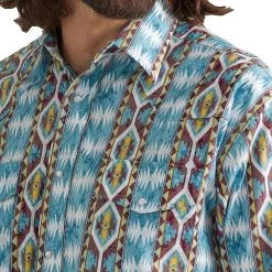 Wrangler Men's Checotah Diamond Print Snap Shirt -Western Fashion Men img90265 wrangler men s checotah diamond print snap shirt