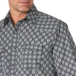 Wrangler Men's Silver Edition Tanger Print Snap Shirt -Western Fashion Men img91898 wrangler men s silver edition tanger print snap shirt