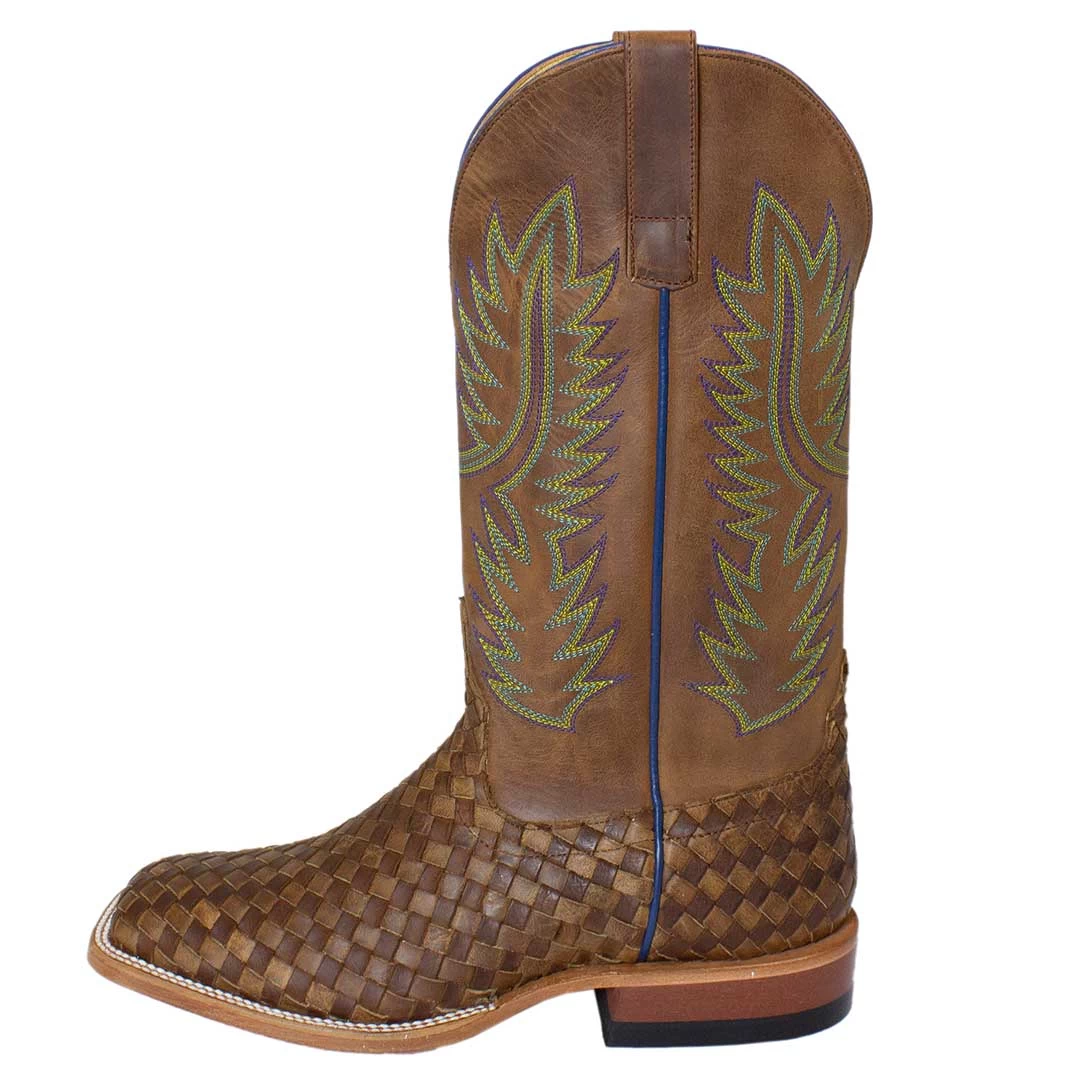 HorsePower Men's Basketweave Square Toe Cowboy Boots 4 HorsePower Men's Basketweave Square Toe Cowboy Boots - Image 2