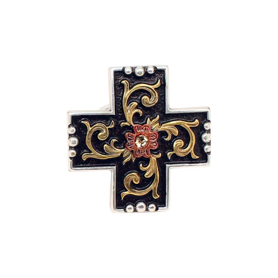 M&F Western Products Floral Cross Scarf Slide 3 M&F Western Products Floral Cross Scarf Slide