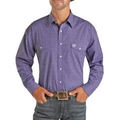Panhandle Select Men's Geometric Print Button-Down Shirt