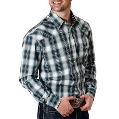 Roper Men's Amarillo Stripe Plaid Snap Shirt