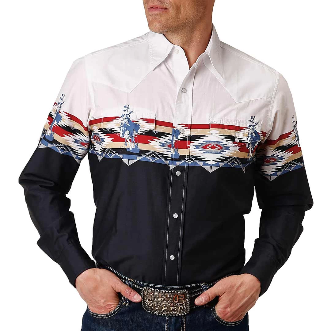 Roper Men's Aztec Border Print Snap Shirt 3 Roper Men's Aztec Border Print Snap Shirt