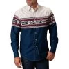 Roper Men's Aztec Stripe Border Print Snap Shirt -Western Fashion Men roper men s aztec stripe border print snap shirt