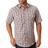 Roper Men's Short Sleeve Check Plaid Snap Shirt