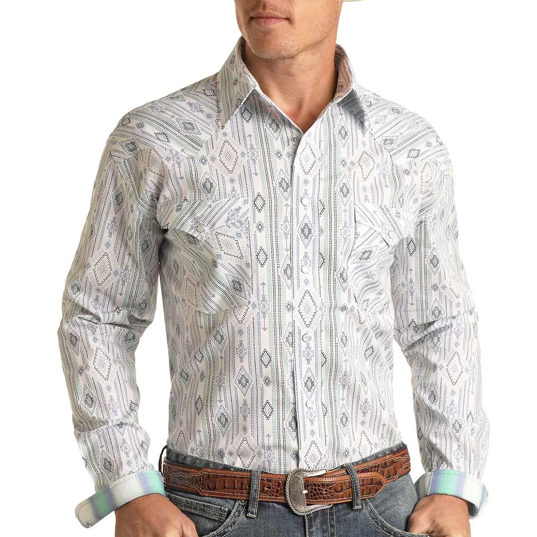 Rough Stock Men's Aztec Dot Print Snap Shirt 3 Rough Stock Men's Aztec Dot Print Snap Shirt