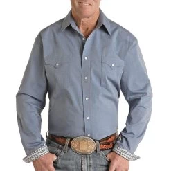 Rough Stock Men's Micro Dot Print Snap Shirt