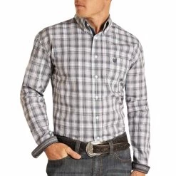 Rough Stock Men's Regular Fit Plaid Button-Down Shirt