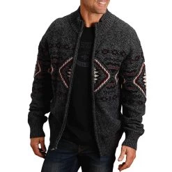 Stetson Men's Border Full Zip Knit Sweater -Western Fashion Men stetson men s border full zip knit sweater