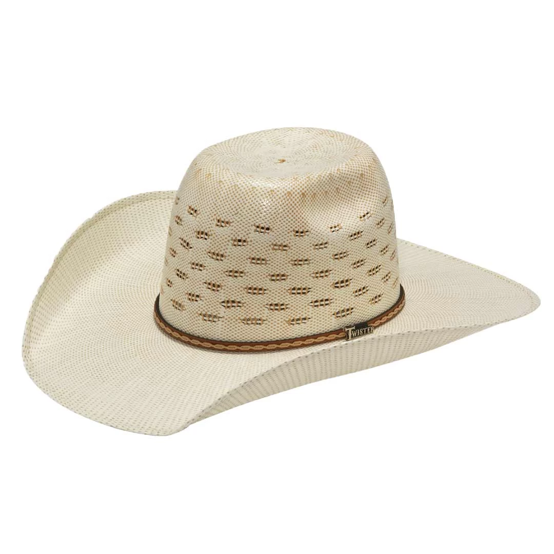 Twister Bangora Straw Rounded Brick Crown Cowboy Hat 3 Twister Bangora Straw Rounded Brick Crown Cowboy Hat