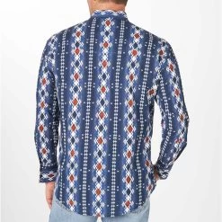 Wrangler Men's Checotah Print Snap Shirt -Western Fashion Men wra MC1274M bk