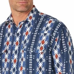 Wrangler Men's Checotah Print Snap Shirt -Western Fashion Men wra MC1274M dtl