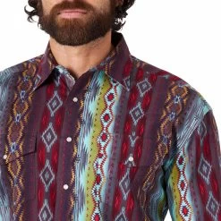 Wrangler Men's Checotah Print Snap Shirt -Western Fashion Men wra MC1278M dtl