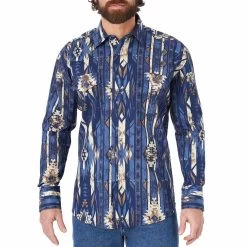 Wrangler Men's Checotah Print Snap Shirt -Western Fashion Men wra MC1280M c8bb6b86 6881 49fa 8f79 71a33986465d