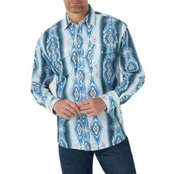 Wrangler Men's Checotah Print Snap Shirt -Western Fashion Men wra MC1283M
