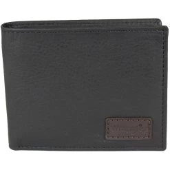 Wrangler Men's Logo Patch Leather Bifold Wallet
